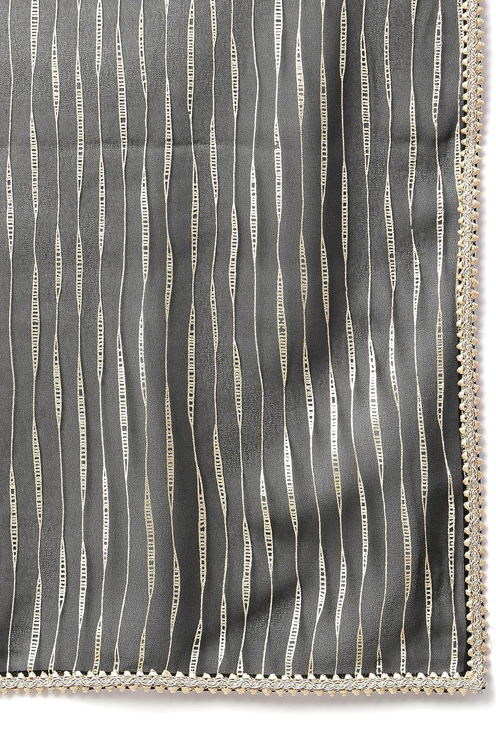 Janasya Women's Grey Poly Georgette Solid Kurta with Dupatta Black