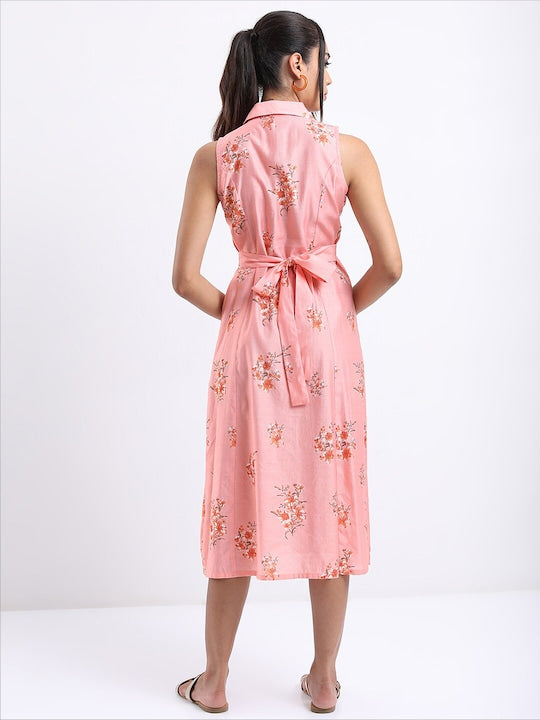 Vishudh Floral Printed A-line Midi Dress