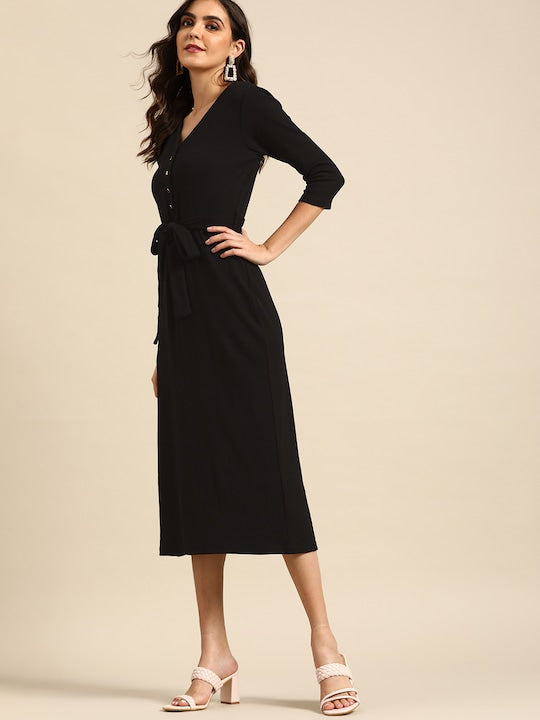 All about you Women Black Solid Sheath Dress