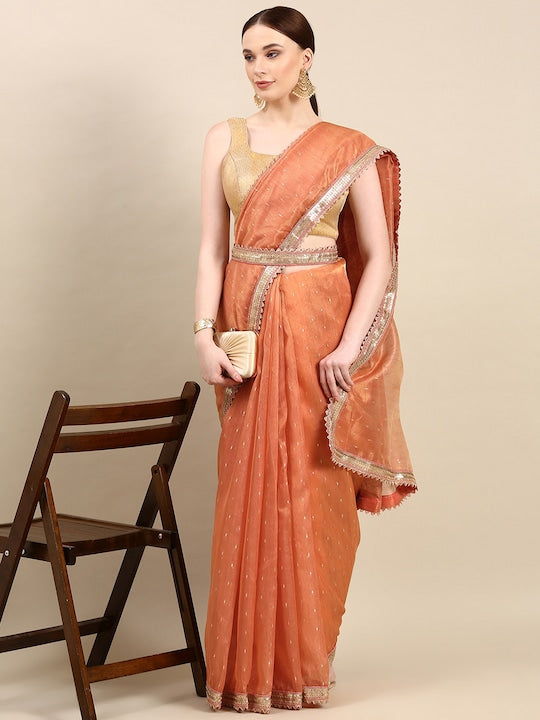 Kasee Solid Organza Woven Saree