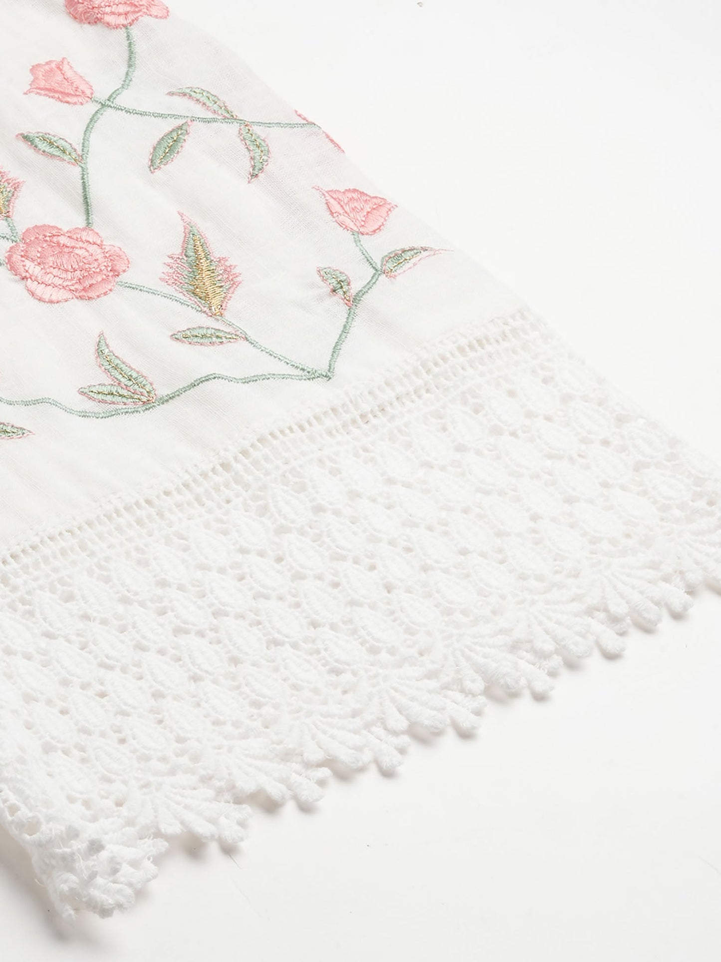 Heeposh Green Cotton Colourful Stripe Kurta with Embroidered Dupatta (Set of 3)