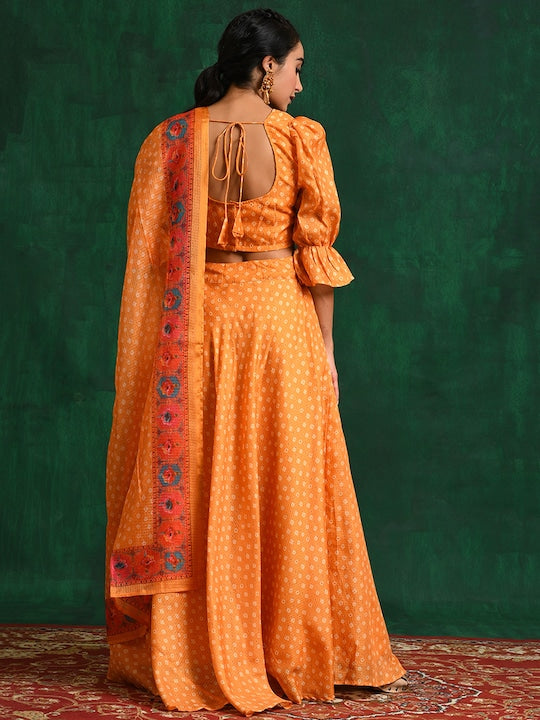 AKS Printed Ready To Wear Lehenga & Blouse With Dupatta