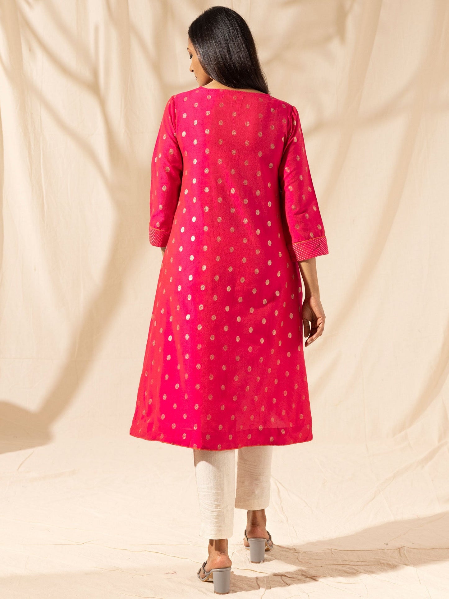 Likha Hot Pink Butti Printed Kurta LIKKUR34