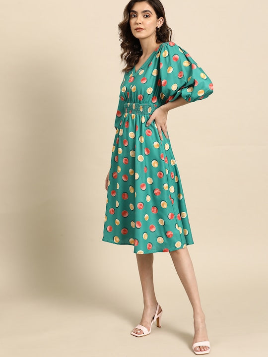 All about you Geometric Print A-Line Midi Dress