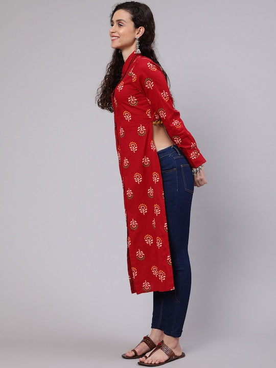 AKS Ethnic Motifs Printed Shirt Collar Kurta