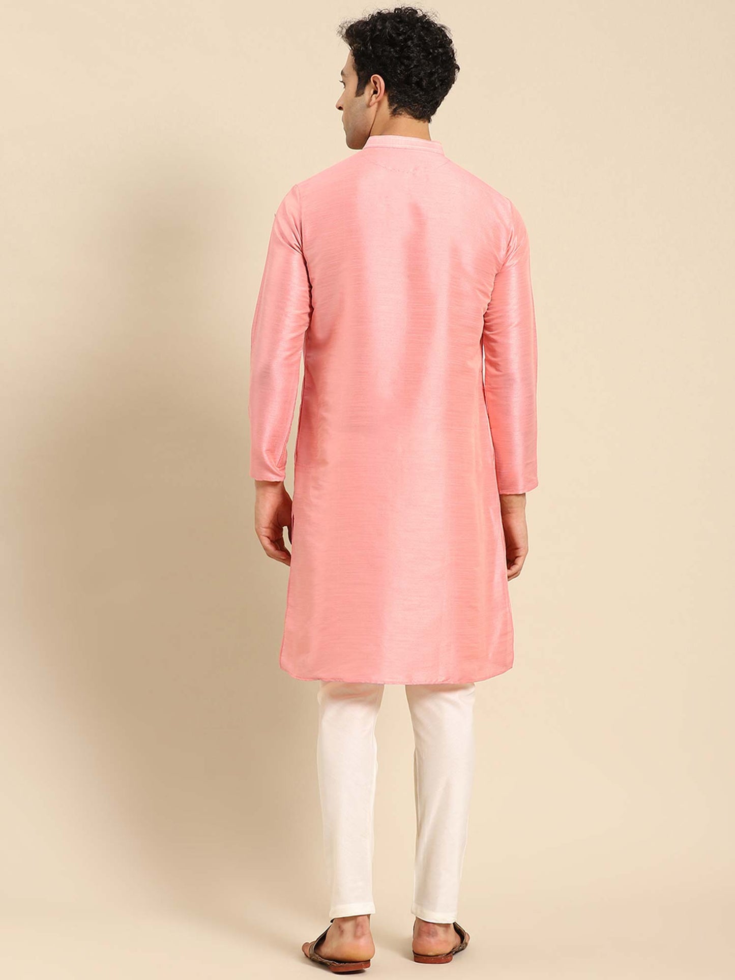 Amodh by Kisah Men Pink Kurta (Set of 2)