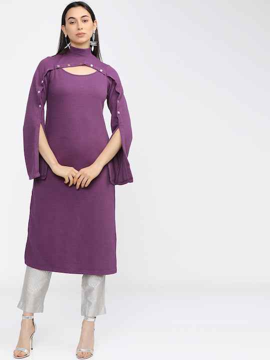 Vishudh Women Purple Solid Kurta