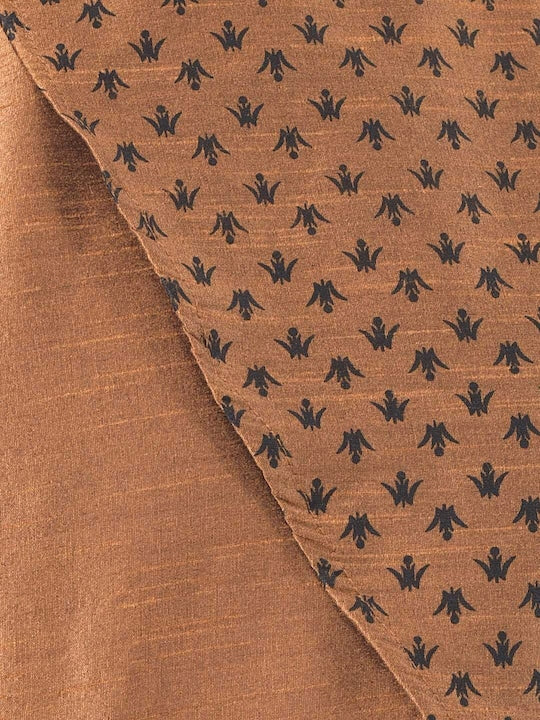 Deyann Men Copper-Coloured Ethnic Motifs Printed Thread Work Kurta