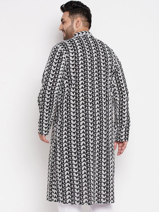 Vastramay Men Plus Size Chikankari Embroidered Pure Cotton Kurta