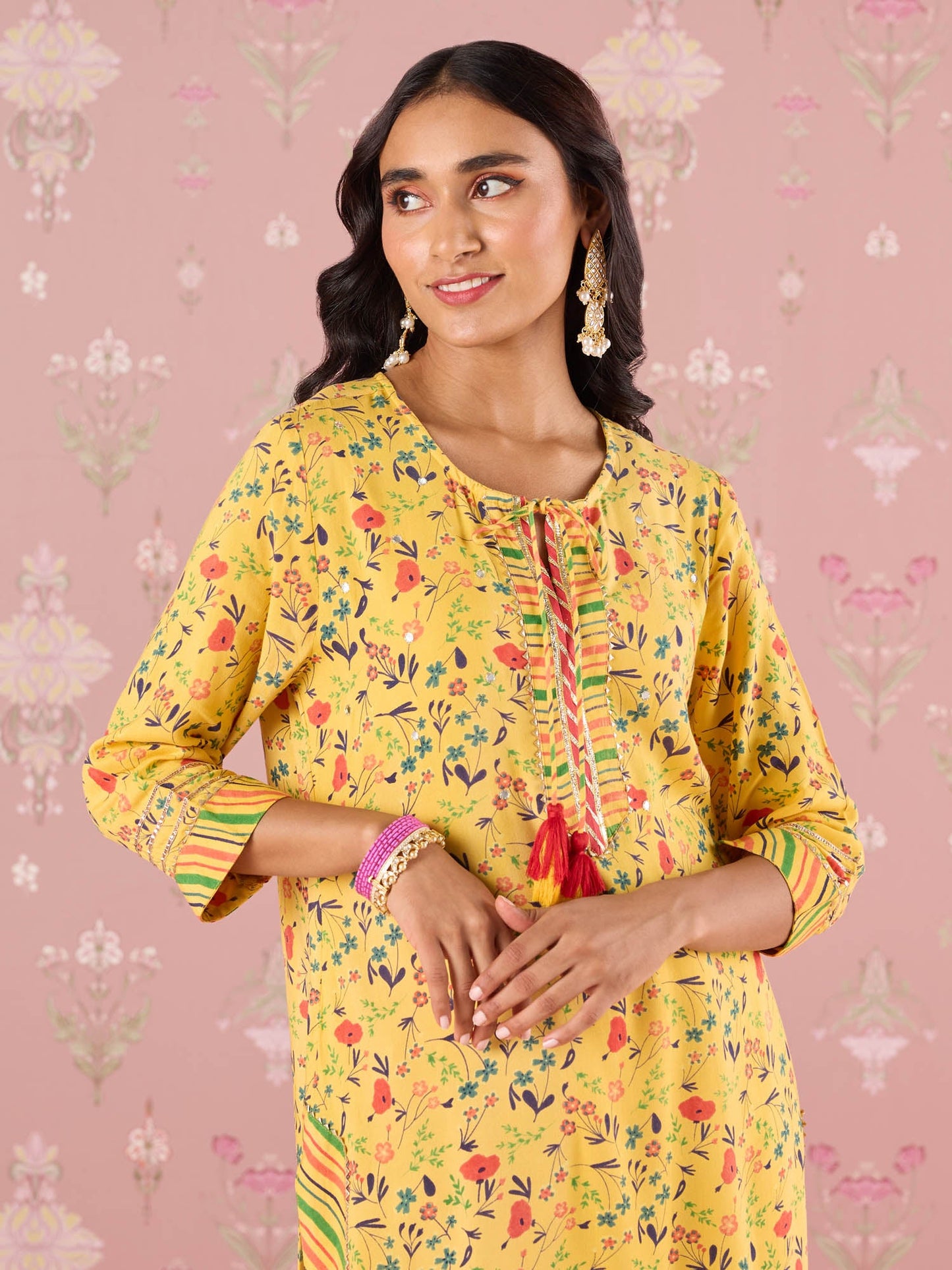 Likha Yellow Garden Groove Embroidered Kurta