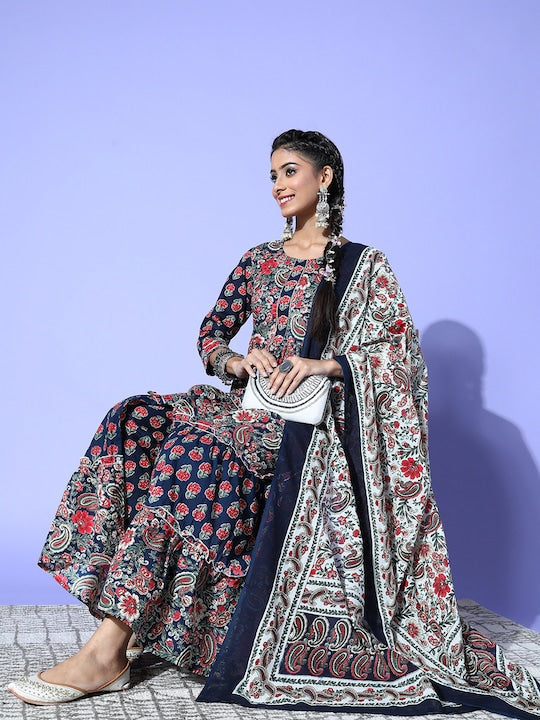 Yufta Women Ethnic Motifs Pure Cotton Print Parade Kurta Set