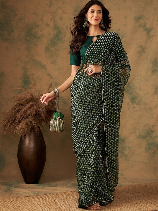 Sangria Woven Design Net Saree