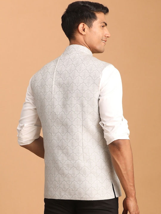 Vastramay Men Woven Design Slim-Fit Nehru Jacket
