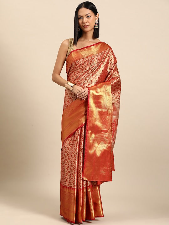 Silk Land Floral Zari Brocade Banarasi Saree