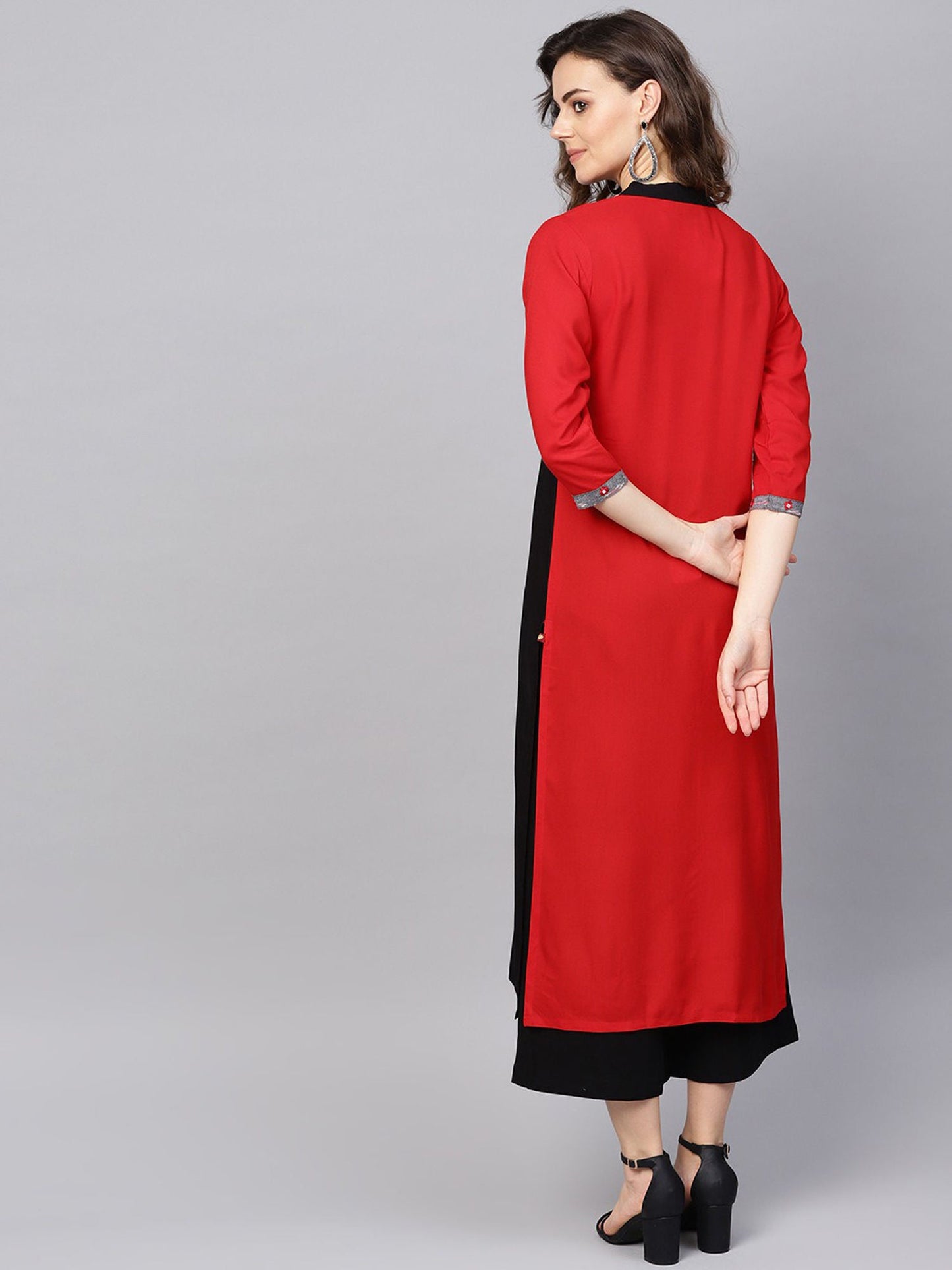KSUT Red Mirror Work Kurta