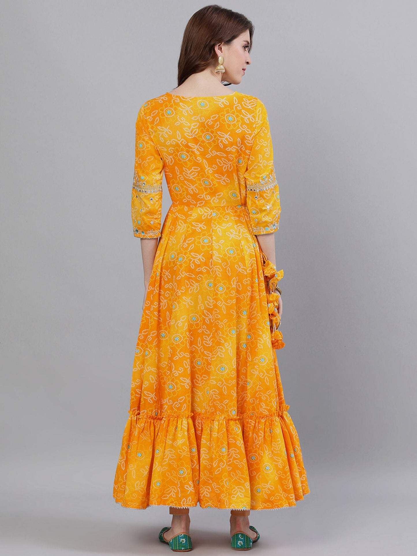 ISHIN Yellow Mirror Work Kurta