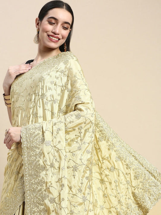 Kasee Crepe Floral Embroidered Saree