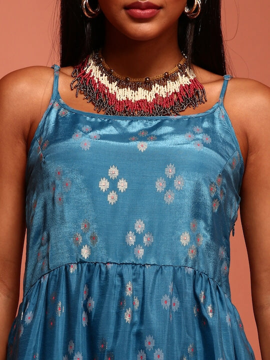 IMARA Ethnic Motifs Printed Shoulder Strap A-Line Ethnic Dress