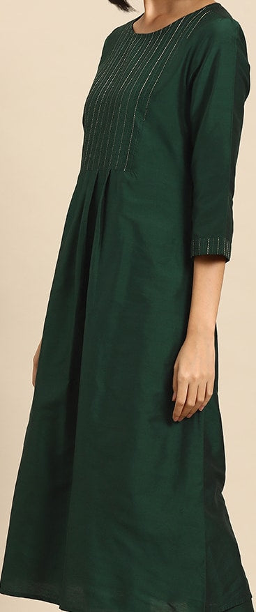 All about you Embroidered Pleated Kurta with Trousers