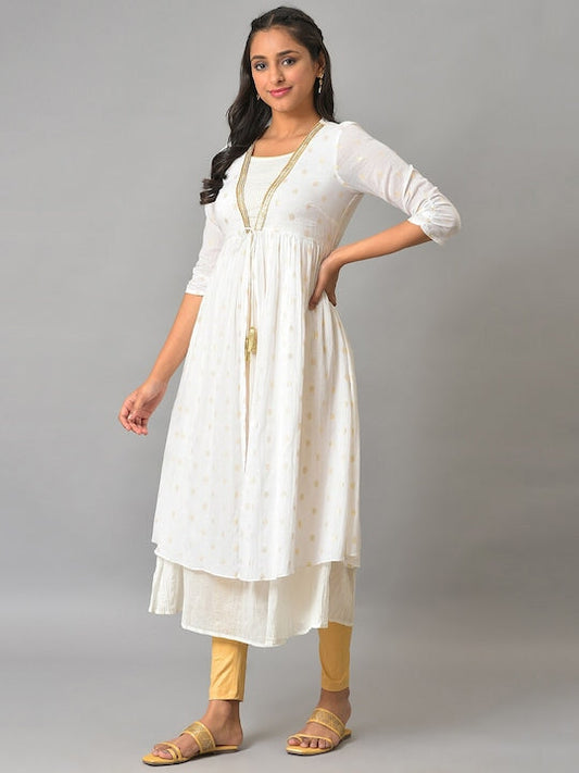 Aurelia Women Abstract Printed Layered Anarkali Kurta