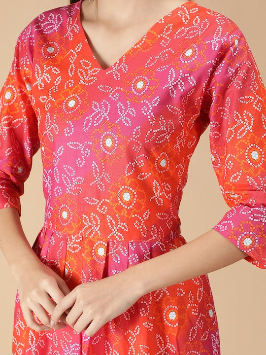 Fabclub Women Pink Floral Printed Kurta