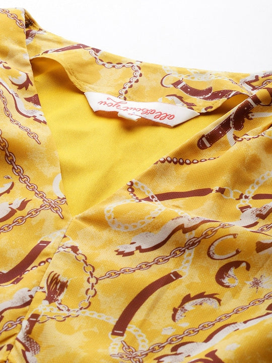 All about you Printed Belted A-Line Dress