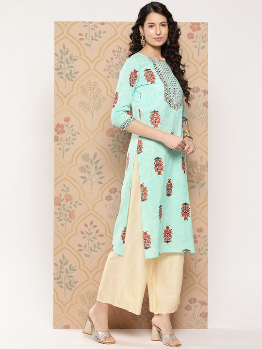 Yufta Women Floral Printed Straight Kurta
