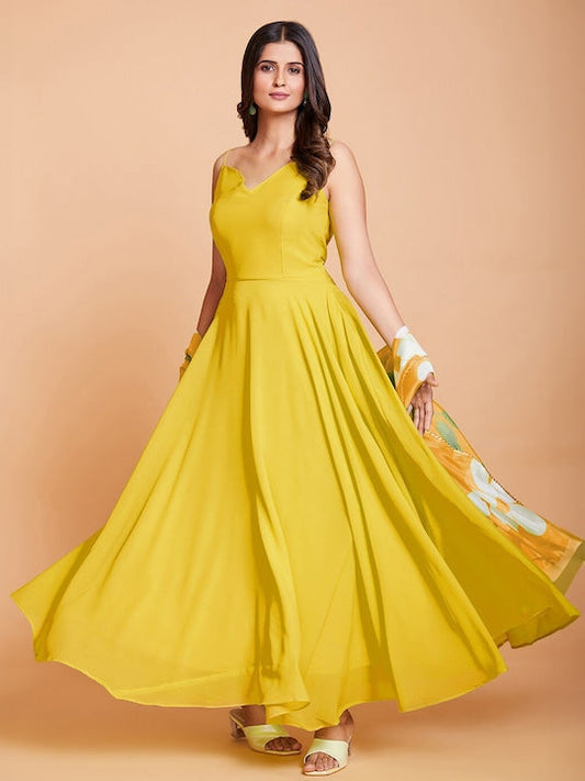 Fusionic Maxi Length Gown With Dupatta Ethnic Dresses