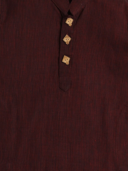 Vastramay Sishu Boys Maroon Handloom Cotton Kurta