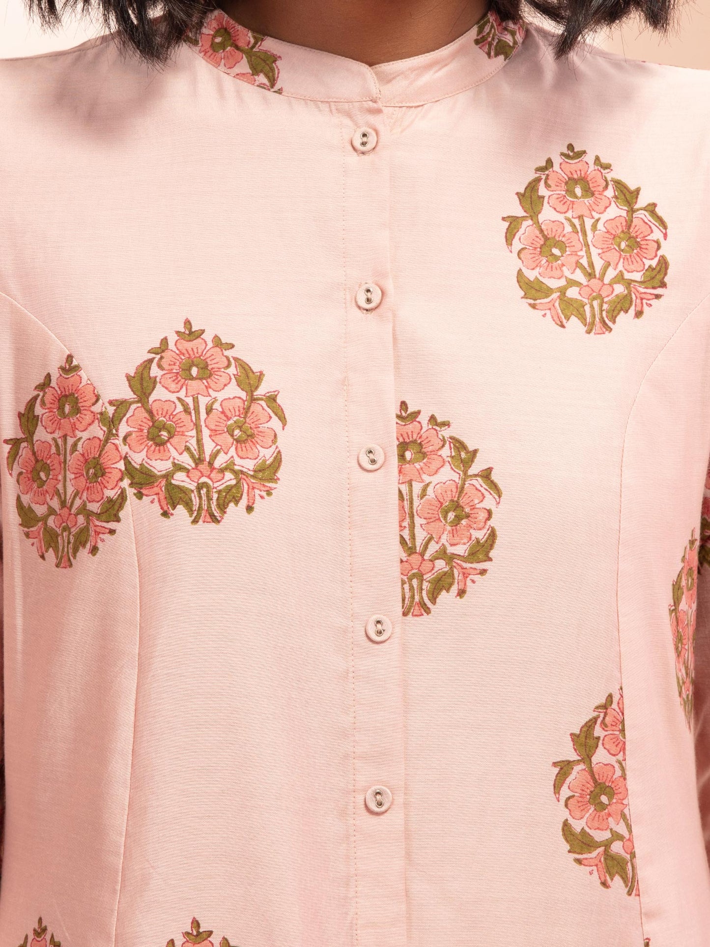 Likha Jaypuri Tales Peach Hand Block Printed Co-ord Set LIKSKD126 (Set of 2)