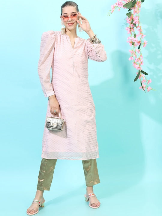 Vishudh Women Pink Straight Kurta