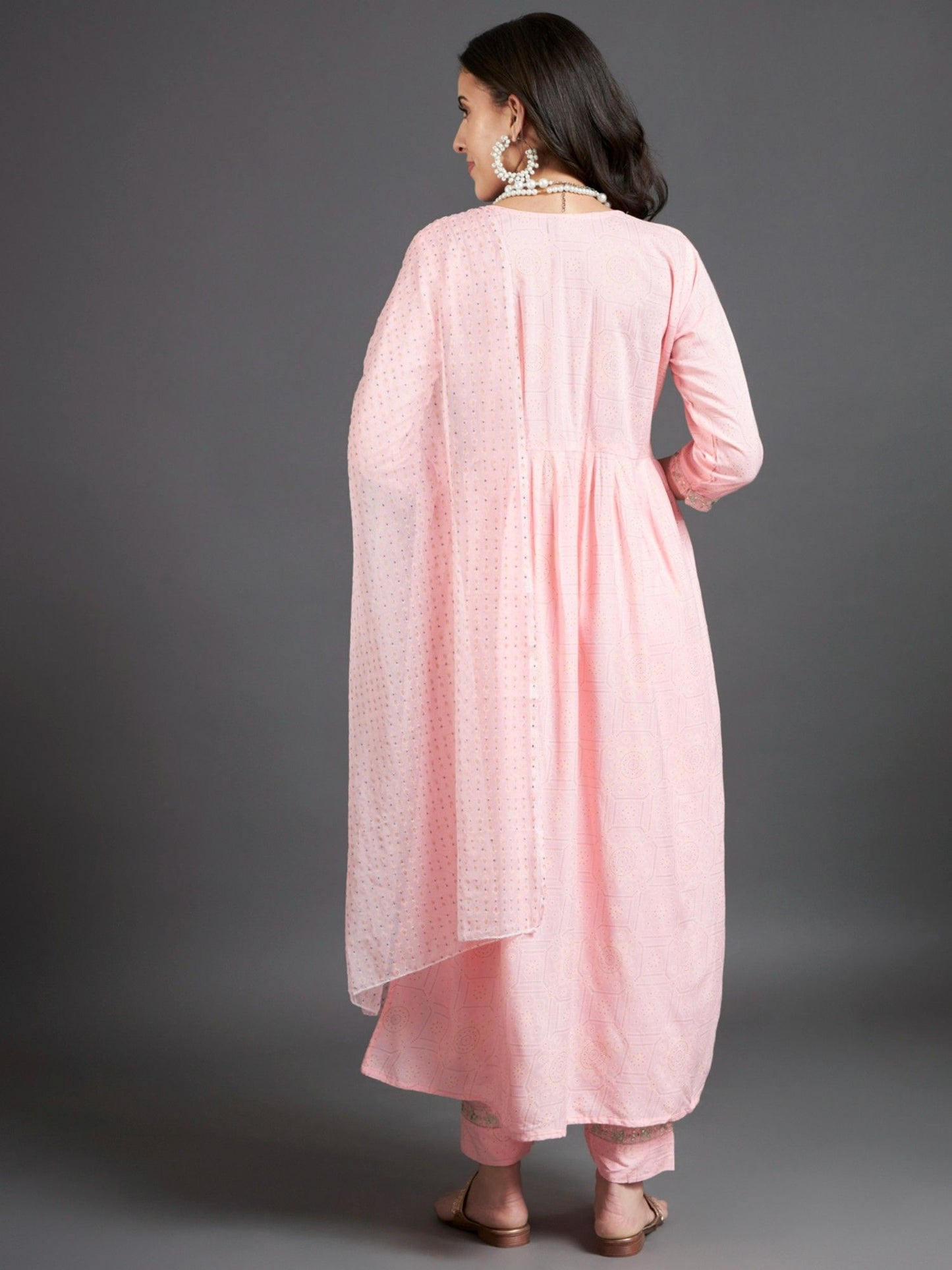 Heeposh Embroidered A-Line Kurta and Pants with Printed Dupatta (Set of 3)