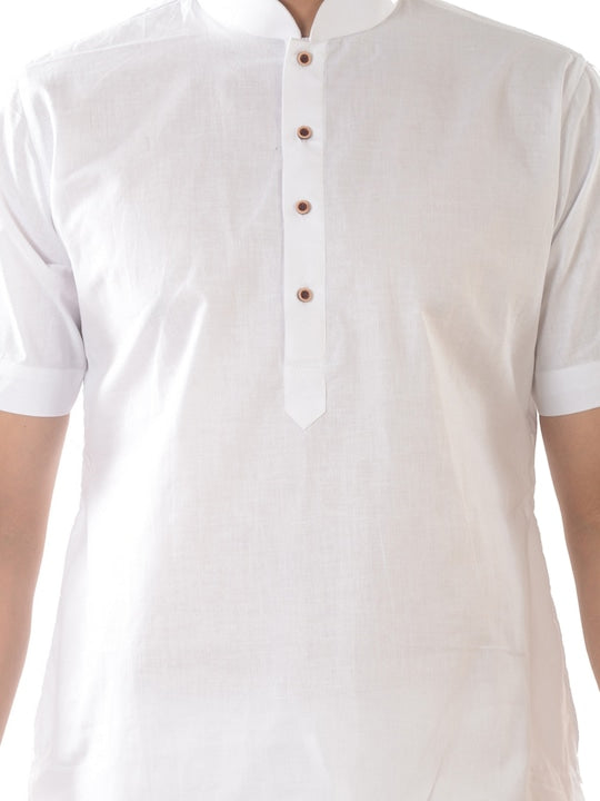 Deyann Men White Solid Straight Kurta