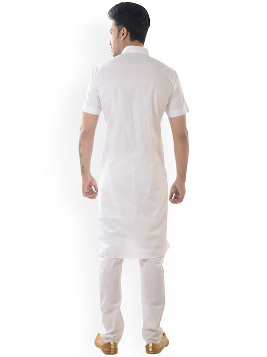 Deyann Men White Solid Straight Kurta