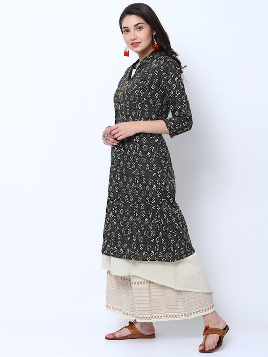 Vishudh Women Black Printed A-Line Kurta