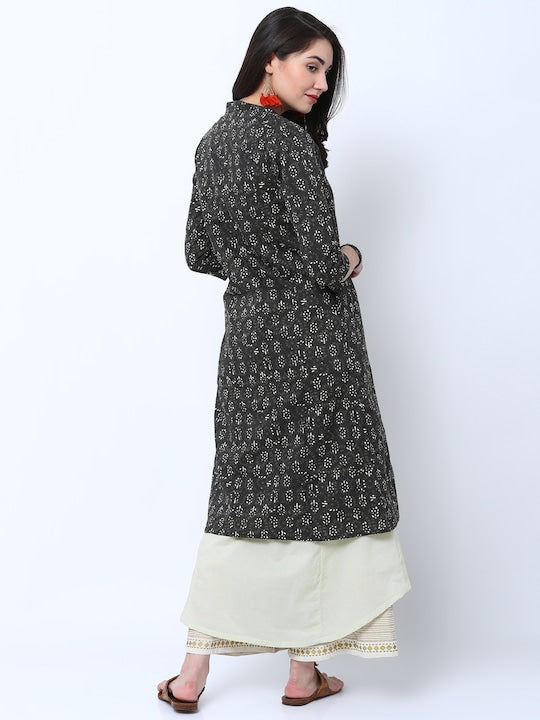 Vishudh Women Black Printed A-Line Kurta