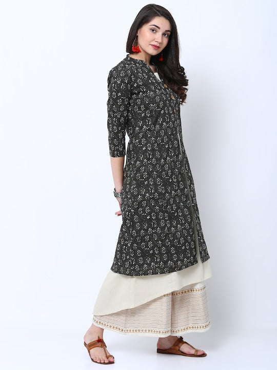 Vishudh Women Black Printed A-Line Kurta