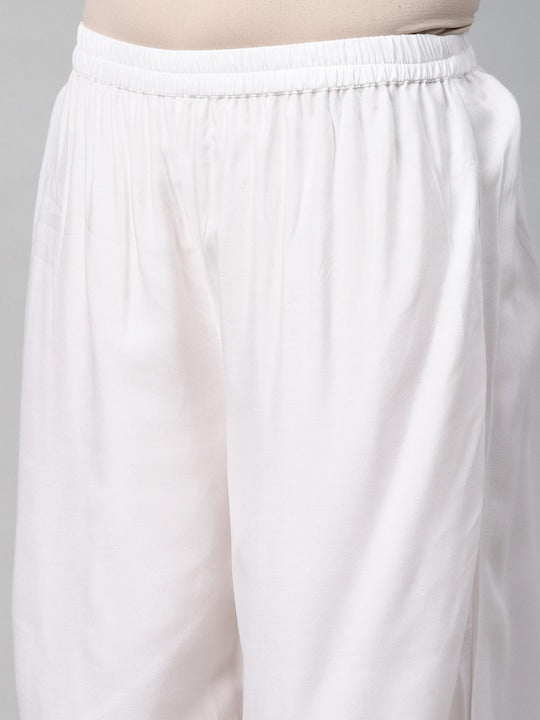 Yufta Women Navy Blue & White Solid Kurta with Palazzos