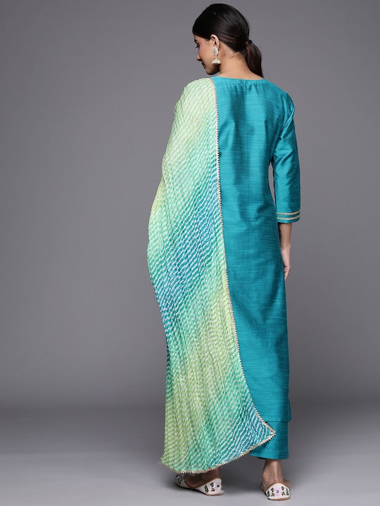 Varanga Ethnic Motifs Embroidered Regular Sequinned Kurta With Trousers & Dupatta