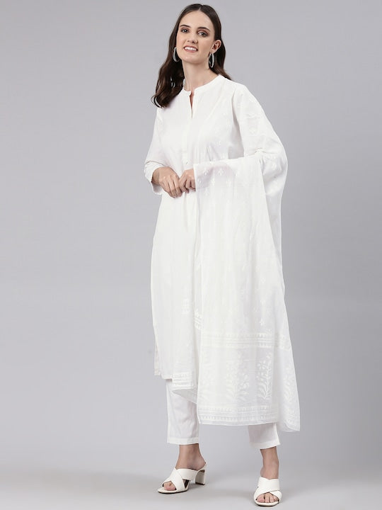 Readiprint Fashions Women Pure Cotton Kurta with Trousers & With Dupatta