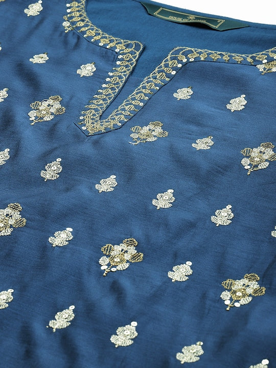 House of Pataudi Yoke Design Sequined Jashn Kurta