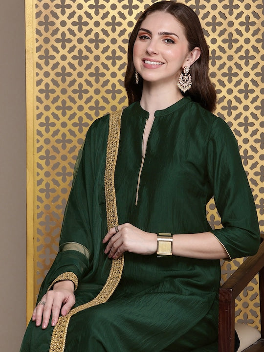 House of Pataudi Women Jashn Kurta & Palazzos With Dupatta