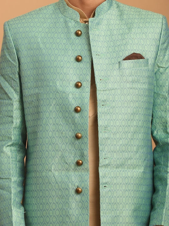 Vastramay Self-Design Slim Fit Sherwani Set