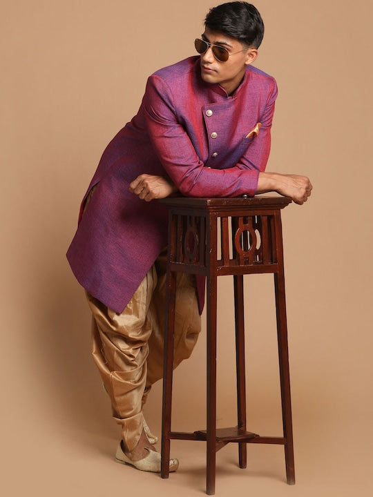 Vastramay Men Silk Blend Sherwani With Dhoti Pants