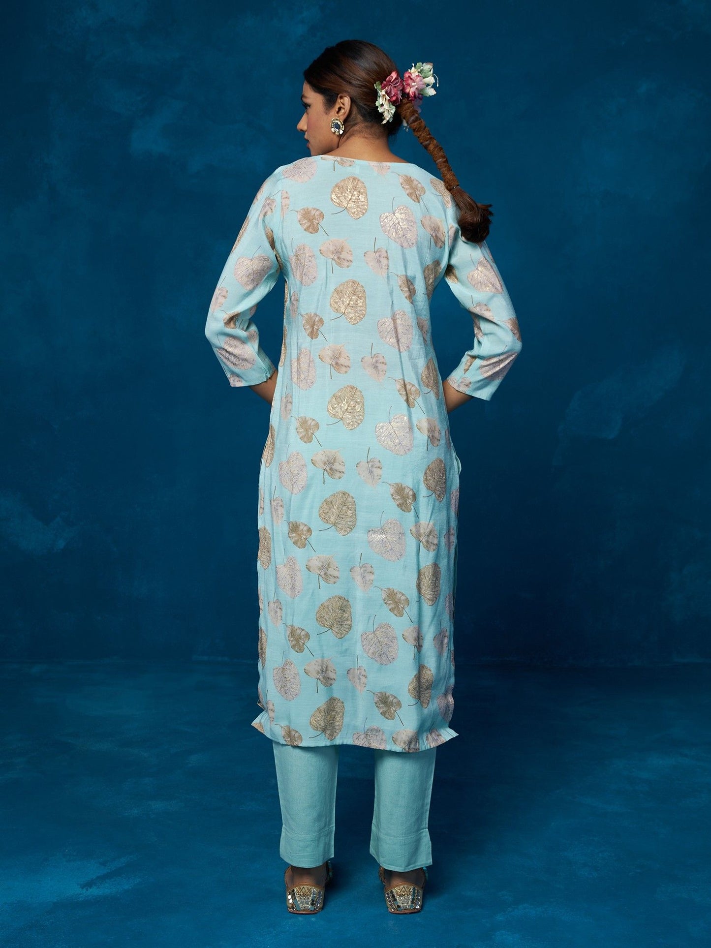 Likha Blue Printed Kurta, Pant & Dupatta LIKSKD210 (Set of 3)