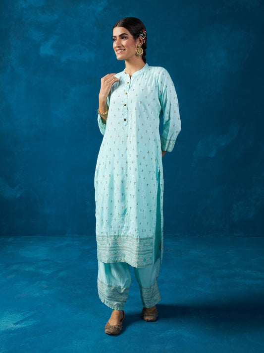 Likha Navy Blue Chintz Floral Co-Ord Set LIKSKD319 (Set of 2)