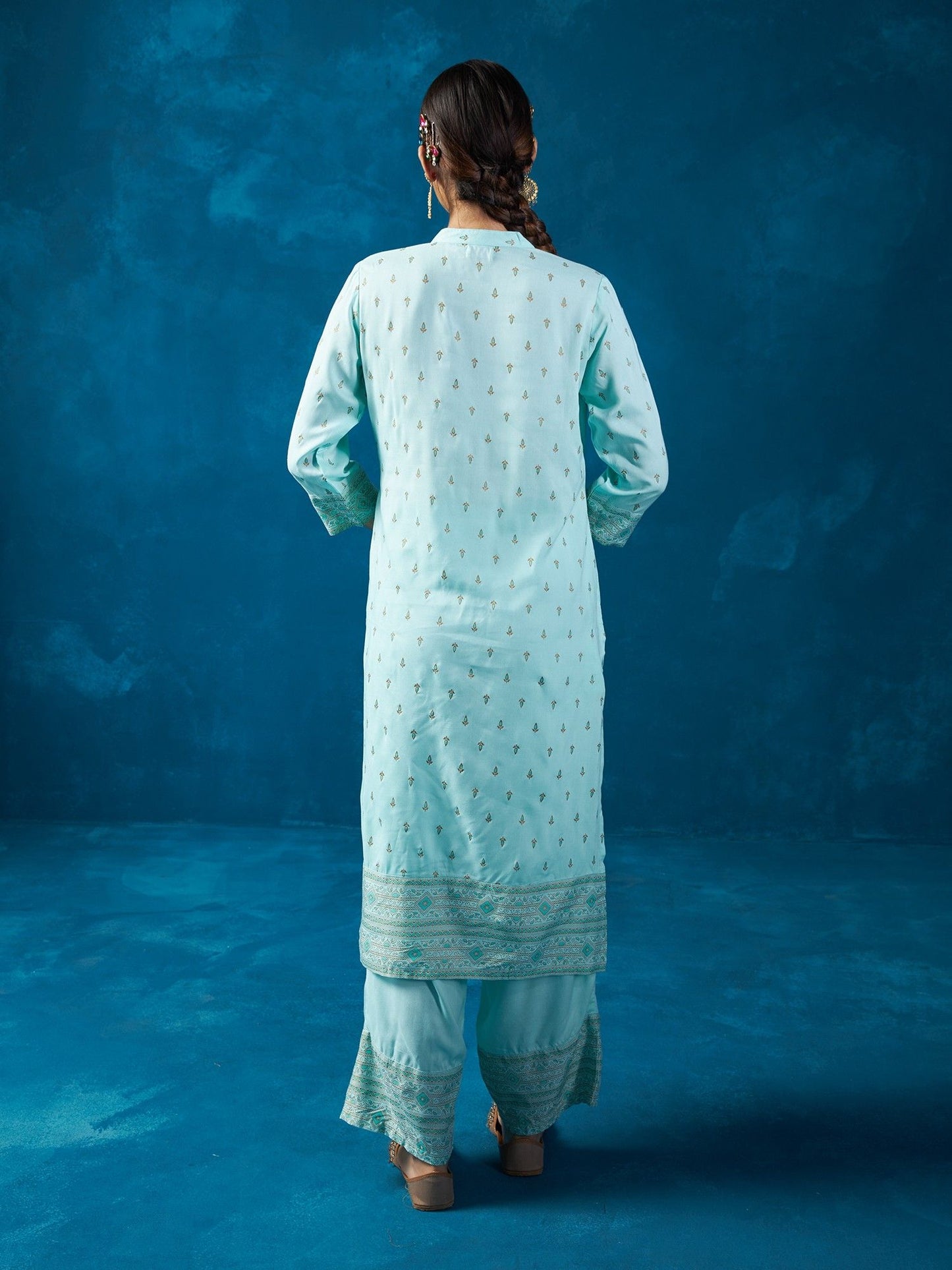 Likha Navy Blue Chintz Floral Co-Ord Set LIKSKD319 (Set of 2)