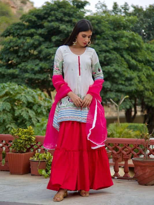 ONEWE INDIA Jaishree Sharara Set (Set of 3)