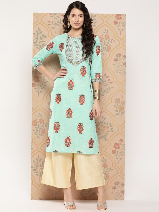 Yufta Women Floral Printed Straight Kurta
