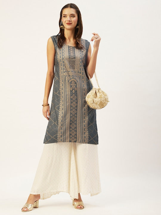 Anubhutee Women Grey Geometric Kurta
